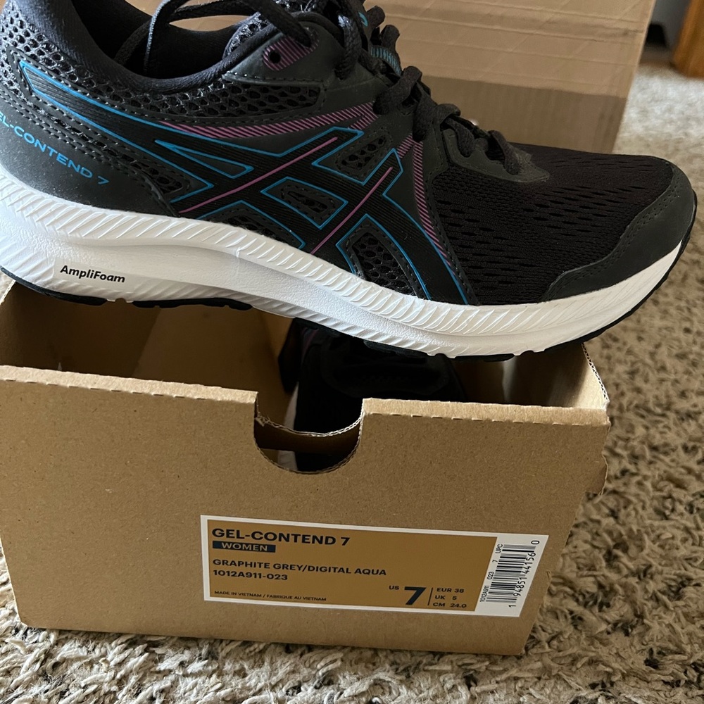 ASICS Women's GEL-Contend 7 Shoes - Black and Aqua